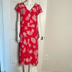 Talbots short sleeve button down Floral Midi Dress